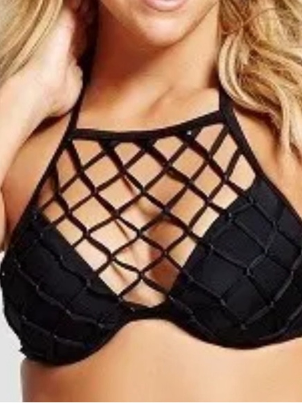 Shade & Shore 34C Padded Netting Black Bra Bundle